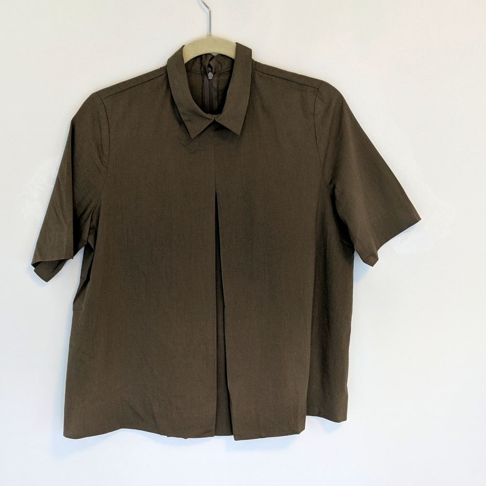 Oak and Fort one size loose boxy green blouse